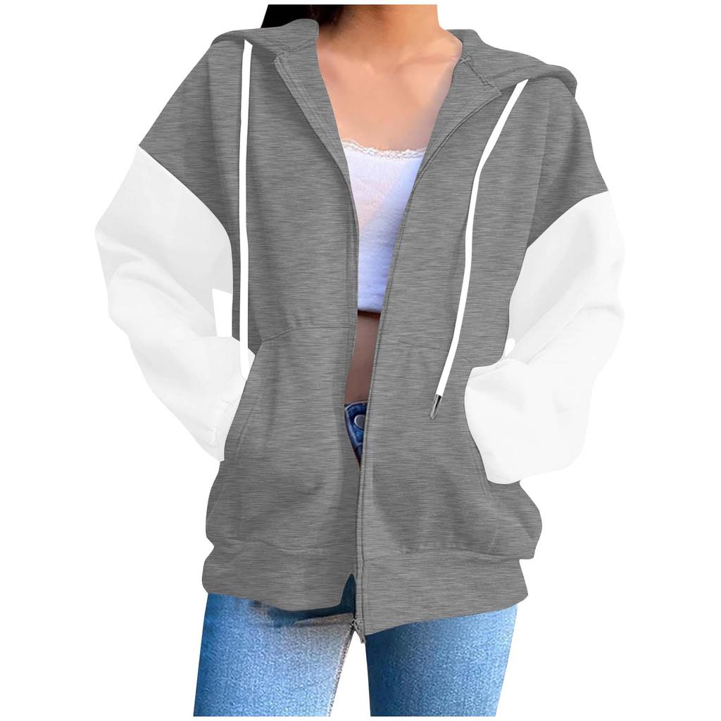 Women's Fashion Casual Long Sleeve Solid Color Hooded Sweatshirt Tops