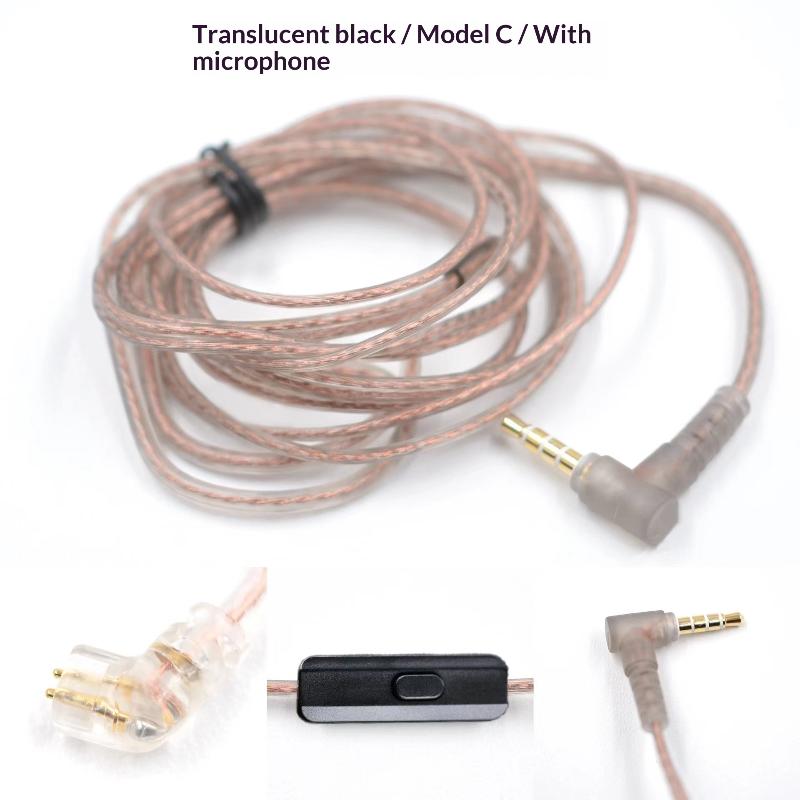 High Purity Copper Earphone Upgrade Cable Built-in Mic Low Impedance HiFi Sound for Portable Music Players