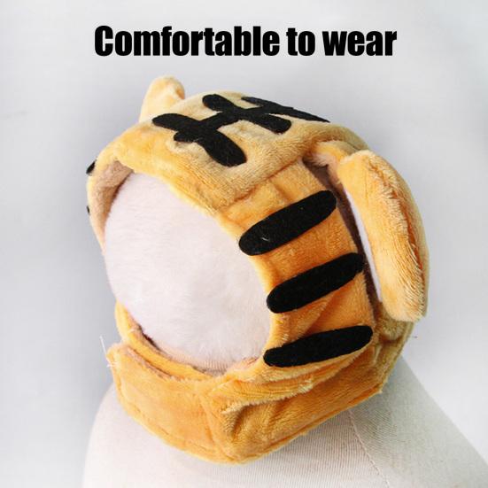 Cat Tiger Hat Cute Plush Tiger Hat with Ears Warm Adjustable Pet Hat with Ear Holes for Kittens Small Dogs Party Cosplay Photo Prop