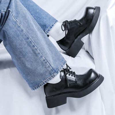 Men's and Women's Niche Derby Shoes Platform Trendy Commuter Big Head Tooling Shoes British Style Heightening Leather Shoes 9511-R