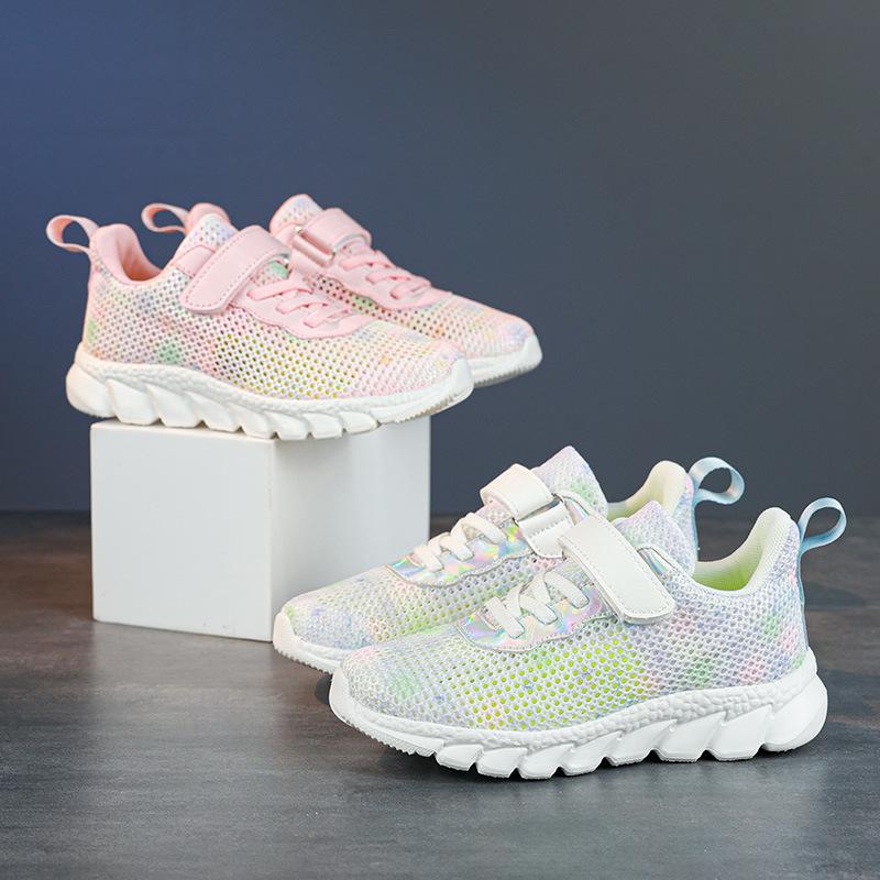 Classmate 2025 Spring and Summer New Children's Casual Fly-woven Lightweight Velcro Sneakers Breathable Color Soft-soled Mesh Shoes