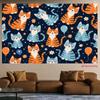 2D Cheerful Cat Tapestry, Cute Kittens for Kids Room Decor