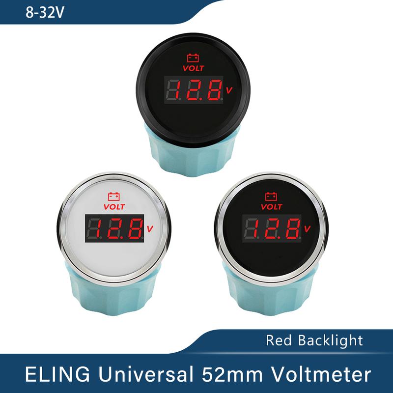 Waterproof 52mm Voltmeter Volt Gauge Meter 8-16V 16-32V 8-32V with Red Backlight for Motorcycle Car Yacht Boat Universal