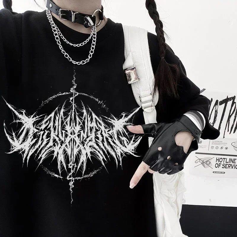90s Vintage Hip Hop Streetwear Kawaii Fashion Casual Tops Men's Women's T Shirt Rock Fashion Letter Print Y2K Goth Punk Tees