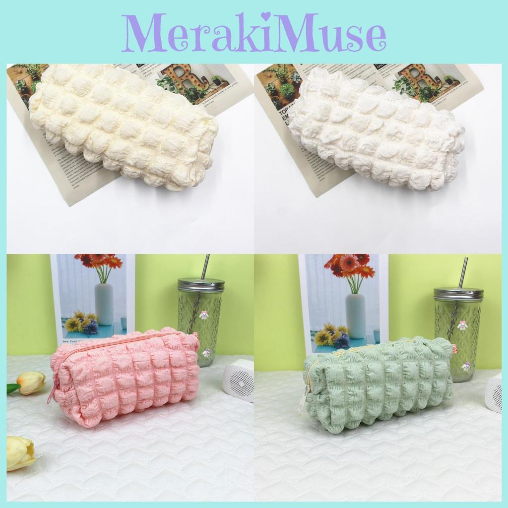 Pencil Lattice Case Cosmetic Bag With Soft Fabric High Storage Gift Capacity