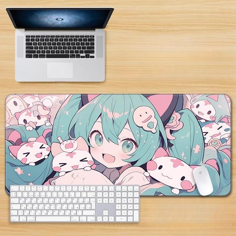 Chibi Hatsune Miku Collage Extended Gaming Mouse Pad Cute Anime Desk Mat NonSlip Keyboard Pad