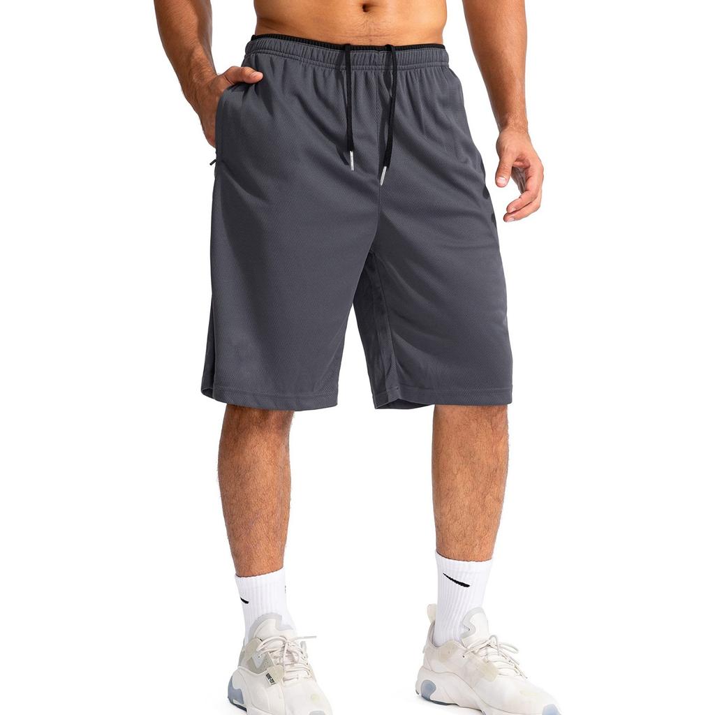 Men's Athletic Running Shorts with Zipper Pocket Lightweight Quick Dry Gym Shorts Casual Beachwear Five Inch Inseam