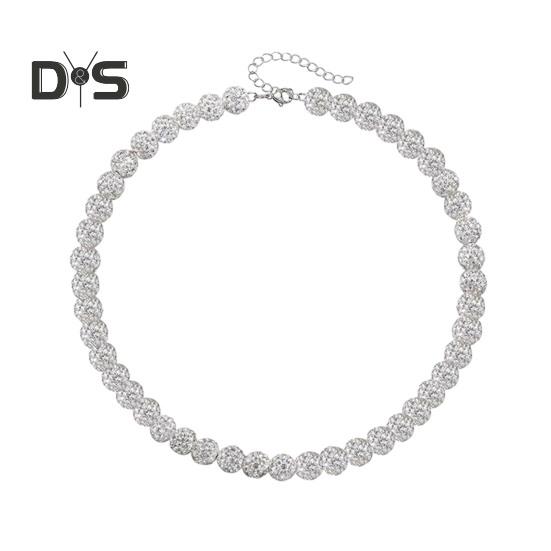 

Женское ожерелье, регулируемая удлиненная цепочка со стразами, керамика, глиняные бусины, одинаковый цвет, повседневная одежда, колье, украшения на шею