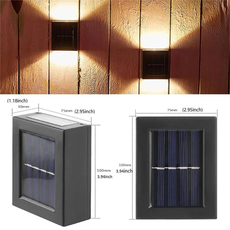 Solar Wall Light ABS Waterproof Up Down Outdoor with Built-in Li-ion Battery for Garden Yard Stairs Decoration Solar Panel Light