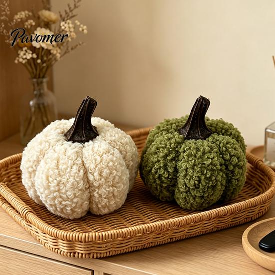Plush Pumpkin Decor Mini Artificial Decoration, Fall 3D Stuffed Decorative Fabric Pumpkins Ornament for Autumn Halloween Thanksgiving Decoration Teddy