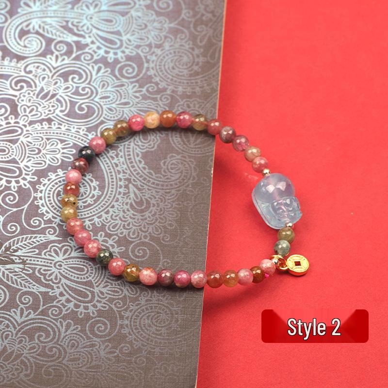 

Женский браслет в креативном стиле цвета конфет с бразильским турмалином - Подарок из натурального драгоценного камня