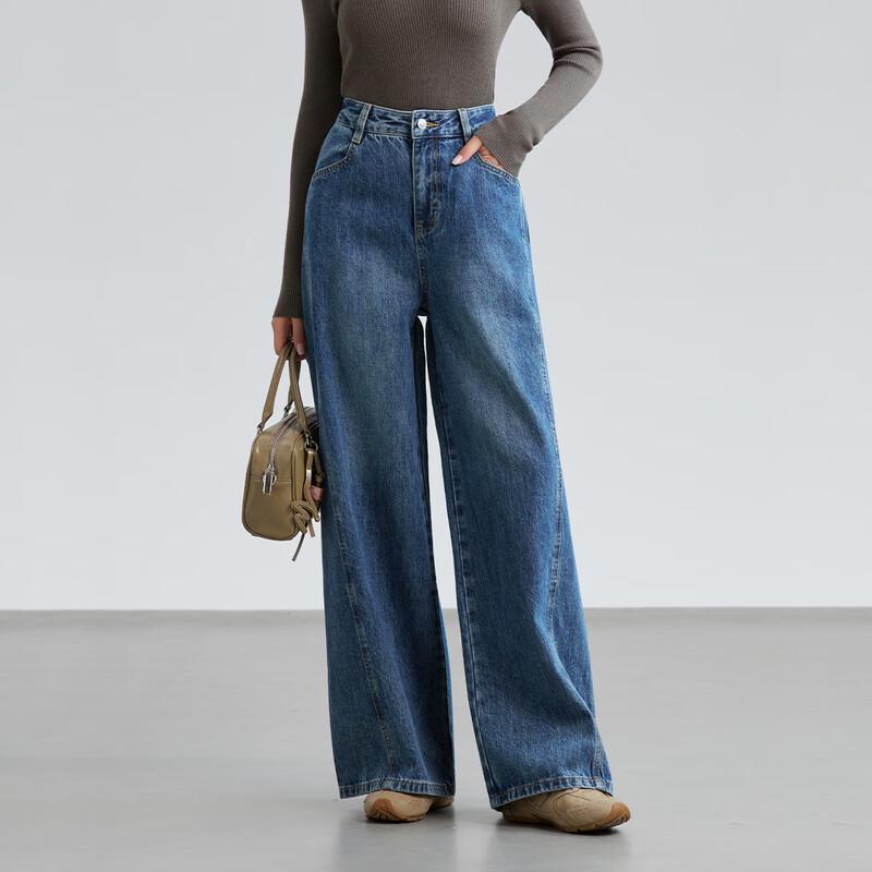 

FivePlus Women s High-Waist Wide-Leg Straight Jeans L