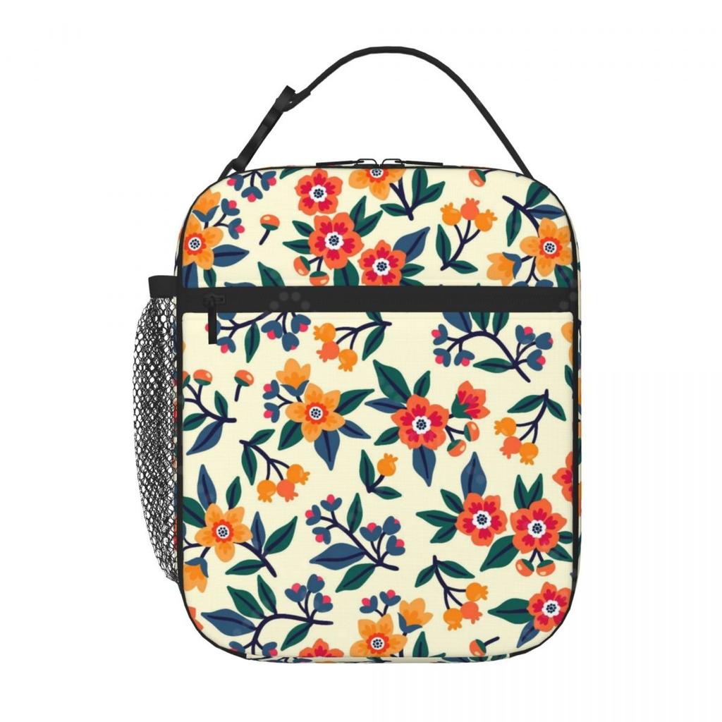 LLKB2 Ditsy Floral Lunch Bag Reusable Portable Cooler Thermal Lunch Box Oxford Bento Tote Bag for Work Travel Picnic