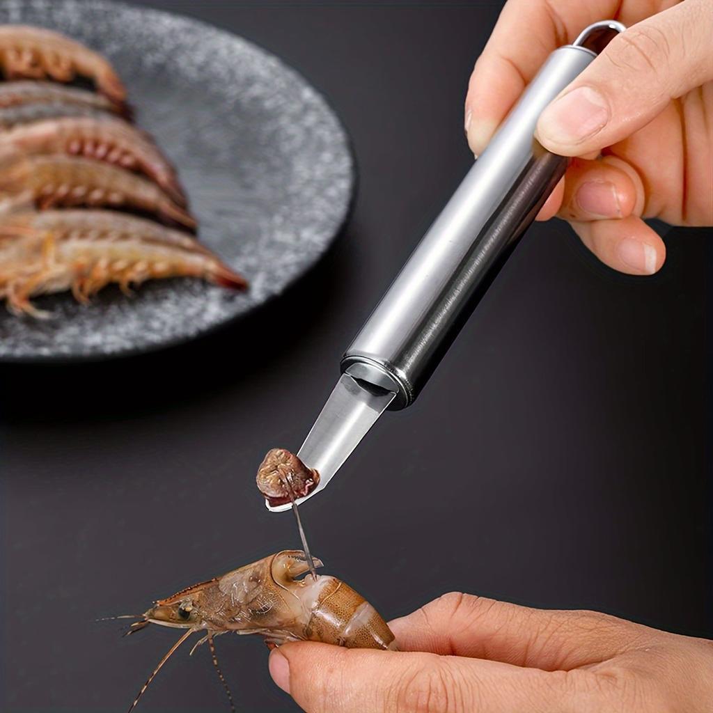 1 szt. Stal Nierdzewna Narzędzie do Usuwania Ogonków Krewetek - Wydajne do Usuwania Pancerzyków, Łatwe Czyszczenie, Idealne do Przygotowania Krewetek - Gadżet Kuchenny