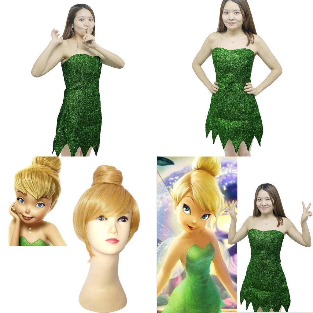 Fee Tinkerbell Cosplay Kleid Grün Pixie Kostüm Für Erwachsene Mit Niedlichem Design Und Baumwollmischgewebe