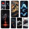 Schwarze Bergspitze Handyhülle für Samsung Galaxy A56 A54 A42 A36 A34 A26 A24 A16 A14 A12 A06 A50 A52 A10 5G Weiche TPU Hülle Taschen