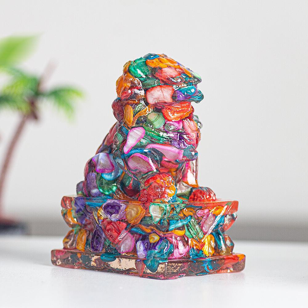 Resin Filled Natural Quartz Lion Figurine With Elegant Home Decor Gift For Adults