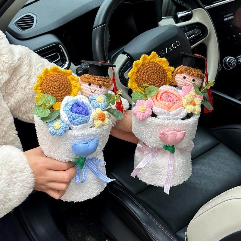Handmade Artificial Flowers Graduation Sunflower Bouquets Diy Bouquet Crochet Flowers Valentine'S Mother'S Day Birthday Gift Items