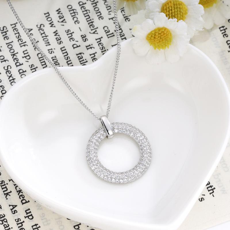 S925 Silver Women's Geometric Zircon Pendant Necklace