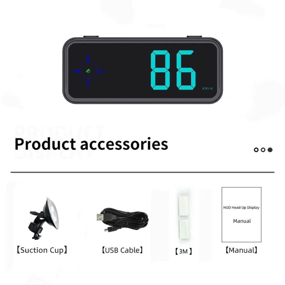 1pc Car Head-up Display with Compass Colorful LED Display Windshield Speed Projector Digital Car HUD Car Electronics Accessories