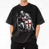 Deus Vult - The Templar Knight Washed T Shirt Streetwear Hip Hop Novelty T-Shirts  Tees Tops for Men Women Short Sleeve Oversize