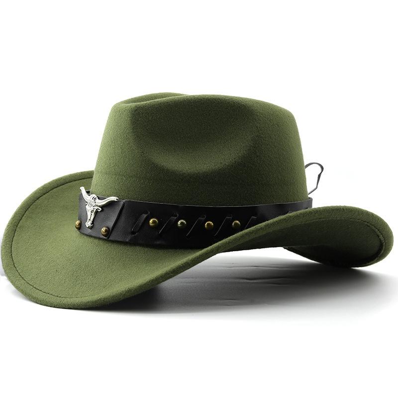 Hot Sale Western Cowboy Hat Wide Brim Belt Buckle Retro Riding Top Hat Fedora Hat for Women Men