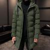 Outono inverno jaqueta masculina algodão acolchoado com capuz manga longa cordão blusão de comprimento médio para uso diário