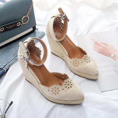 Chaussures d'été pour femmes, sandales à talons hauts, marque rétro, sandales compensées pour femmes, maille élégante, talons compensés pour dames