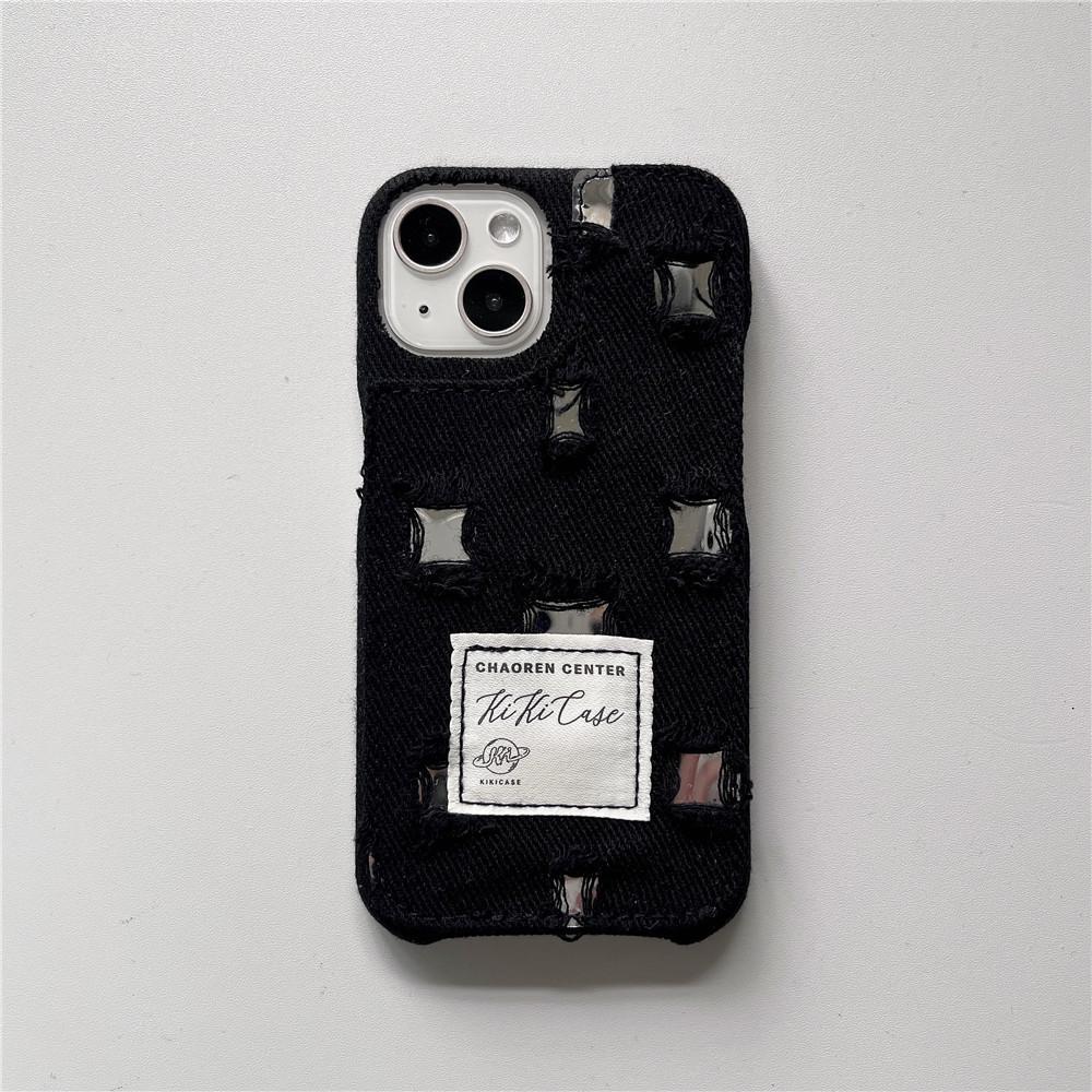 

Чехол для iPhone с зеркальным отверстием из денима для 15/14/13 Pro, 12/11 - жесткая защита с рисунком 15 Pro