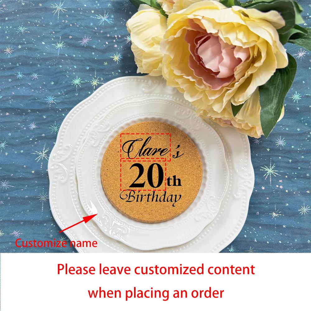3Pcs Personalized Engraved Wood Coaster Birthday Coaster 30th 40th 50th 60th Birthday Favors for Guest Party Home Table Decorate