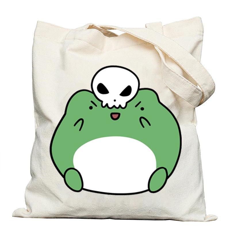 Frog creative printing new shoulder bag leisure student large capacity tote bag