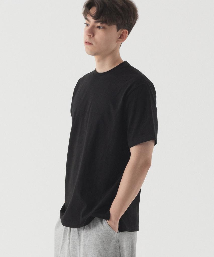 PIANER Basic Slit Short Sleeve T-Shirt (Black)