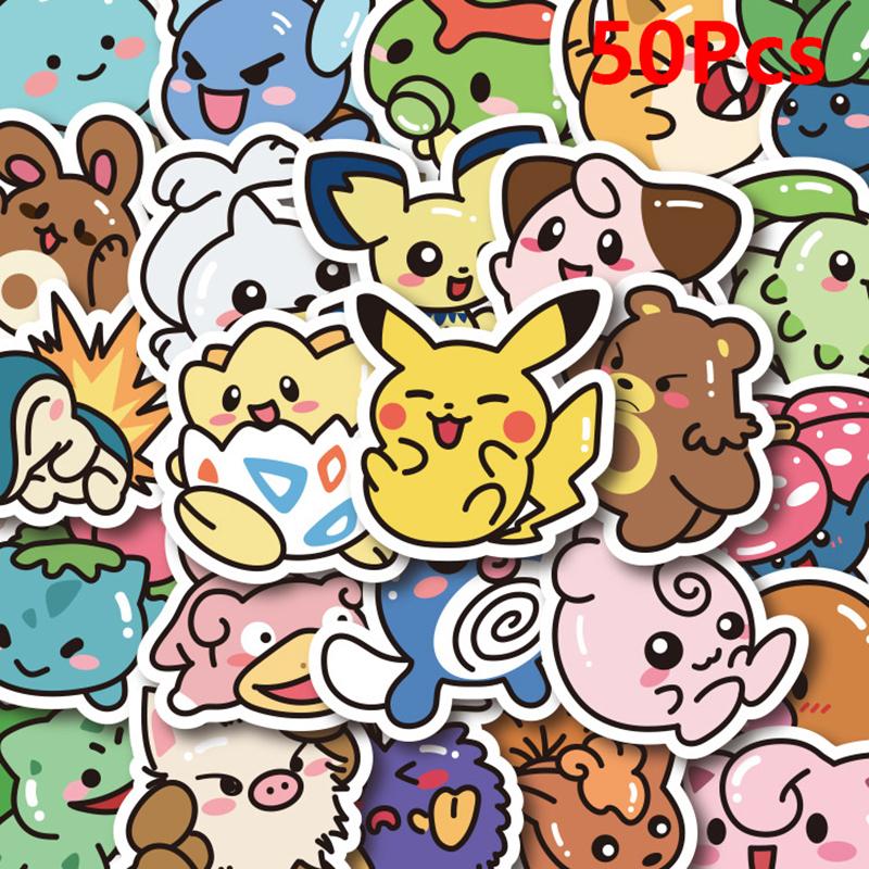 50 stk Kawaii Anime Pokemon Klistremerker Pikachu Dekaler DIY For Bærbar PC Bagasje Skateboard Telefon Tegneserie Barn Leke Gave Klistremerker