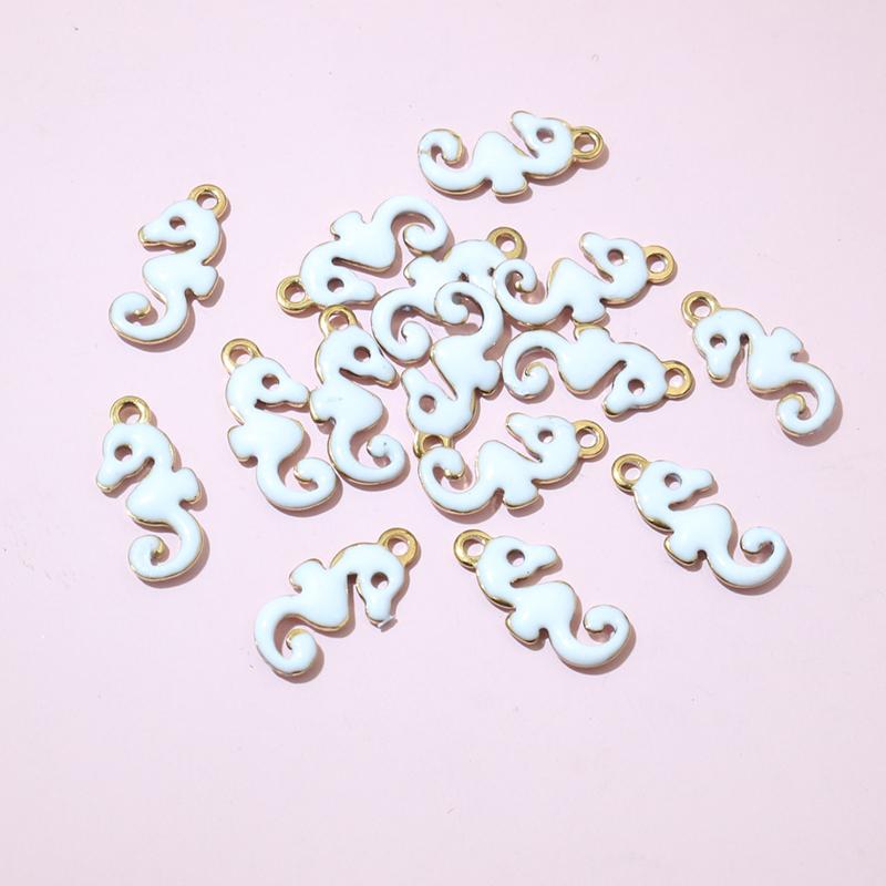 20pcs 12x6mm Stainless Steel Seahorse Hippocampus Enamel Charms Pendant Stainless Steel DIY Jewelry Making Accessories Findings