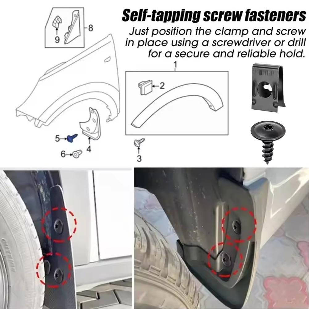 10pcs/set U-Type Metal Clips with Screws for Car and Motorcycle Anti-Rust Tapping Fastener Assortment Set Fastening Spacers