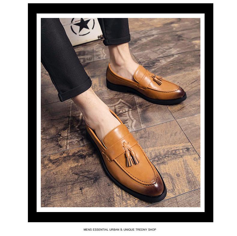 Lightweight Men's Plus Size Tassel Brogue Slip-On Leather Shoes - Bestseller Casuals Model 7263.