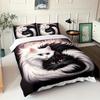 Comforter 3Pcs Cute Cat Yin Yang Black White Cats Bedding Set Soft Microfiber Bedroom Decor Four Seasons