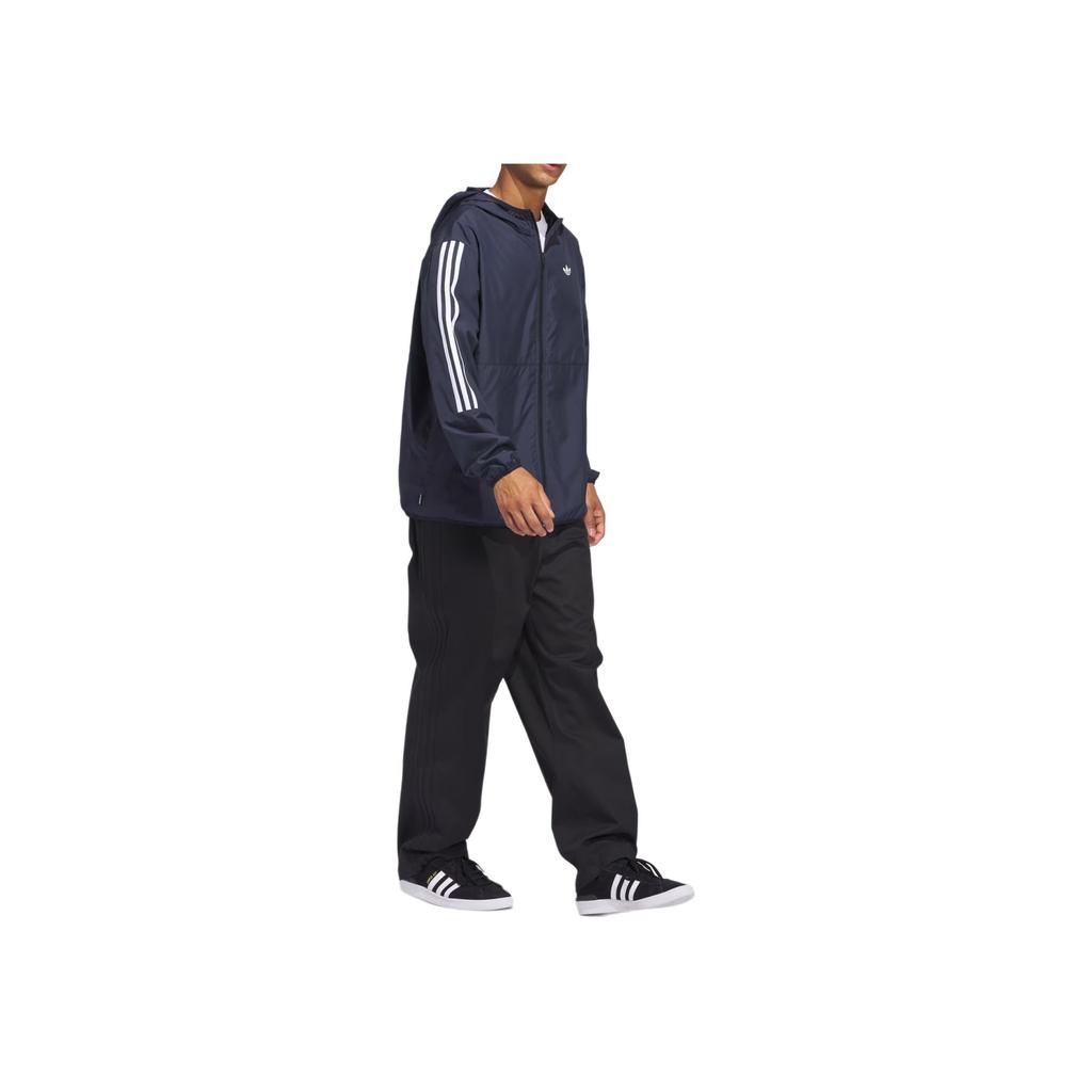 Adidas Originals Striped Logo Loose Long Sleeve Jacket Unisex Jacket Dark-Blue JC7591