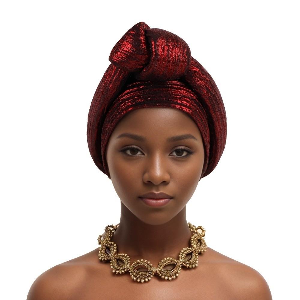Polyester African Gele Headwrap Front Knot Elegant Headpiece Chic Nigerian Yoruba Turban Party