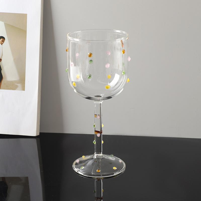 

Personalized art colored gem goblet High borosilicate household colored jelly bean glass Champagne glass Red wine glass