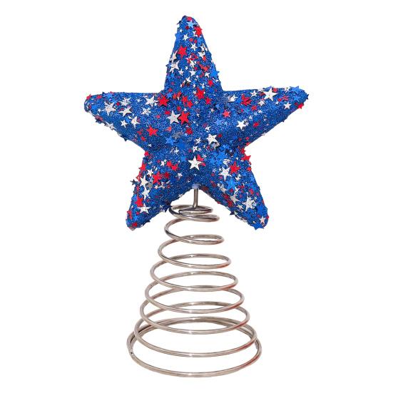 

Патриотическая звезда Юшэн Навершие для елки 4 июля Патриотическое украшение для елки 3D Блестящая звезда Навершие для елки для праздничного декора вечеринки в честь Дня независимости