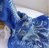 60x185CM Spring And Autumn Thin Retro Blue Tie Dyed Scarf Breathable Peacock And Butterfly Design Thin Linen Scarves For Lady