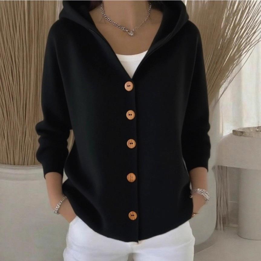 Maglioni, cardigan, cappotti, giacche e cardigan a maniche lunghe con cappuccio da donna per autunno/inverno.