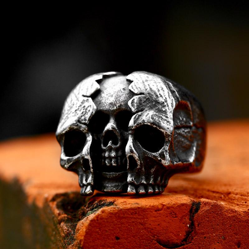 BEIER 2024 New Arrival 316L Stainless Steel Gothic Broken Skeleton Skull Ring For Men Biker Gothic Jewelry Wholesale