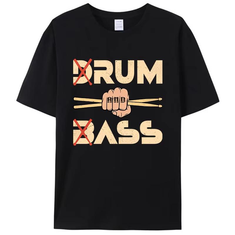 Funny Drum & Bass / Rum & B-Ass Lovers Drummer Leisure Men's T-Shirt Clothing Women Cotton Short Sleeve Tees Casual Vintage Tops