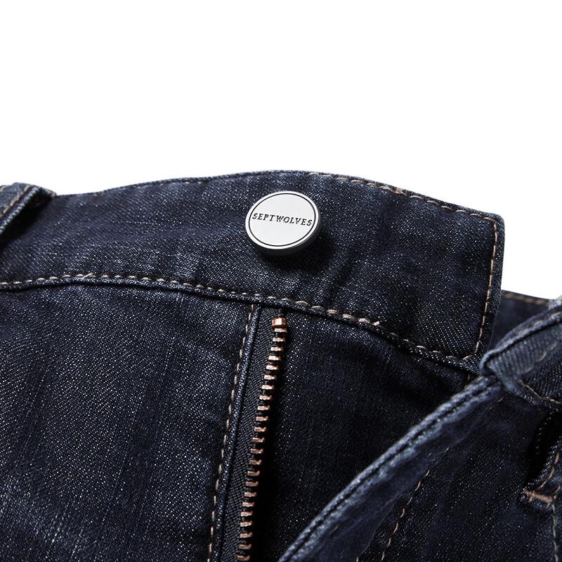 Septwolves Men's Spring Retro Slim Straight Washed Jeans