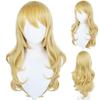 Gold Women's Long Hair Anime Games Super Mary Princess Peach Cosplay Wig Festival Party Daily Wear Button Mesh Wigs