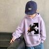 Y2K Trendy Art Rider Horse Print Warm Kids Hooded Sweatshirt, Autumn/Winter Kids' Casual Top