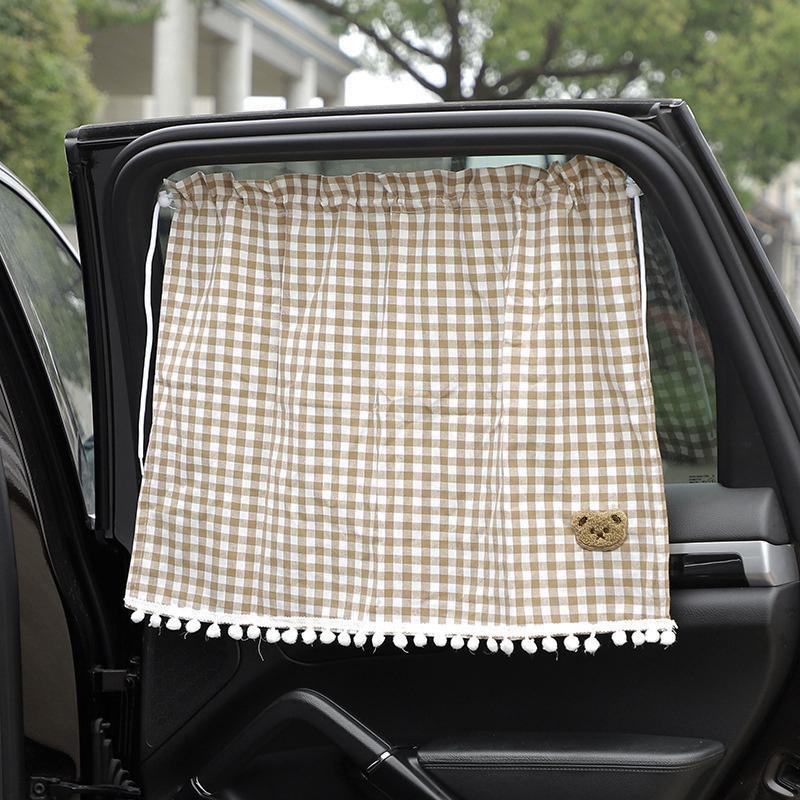 

1PC Universal Car Sun Shade Curtains Cute Cartoon Bear Car Styling Rear Side Window Windshield Sunshade Protect Window Curtains коричневый