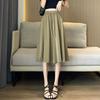 Damskie spodnie Capri z szerokimi nogawkami, z wysokim stanem, w jednolitym kolorze, letnie, cienkie, elastyczne, modne, ze sznurkiem, casualowe, z kieszeniami, łączone
